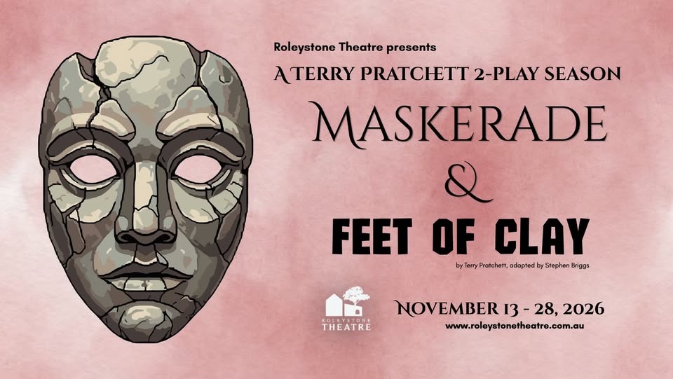 Maskerade and Feet of Clay - A theatre mask, as might be worn by the Opera Ghost, but made out of cracked white clay