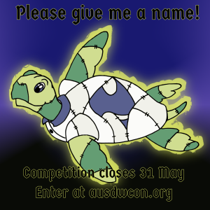 Turtle mascot image with reminder text