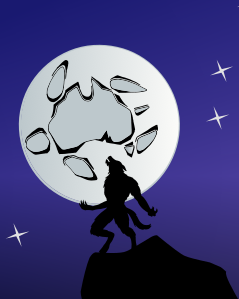 Werewolf howling at the moon