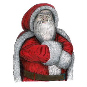 Death as Hogfather in his pig-drawn sleigh (table decoration)